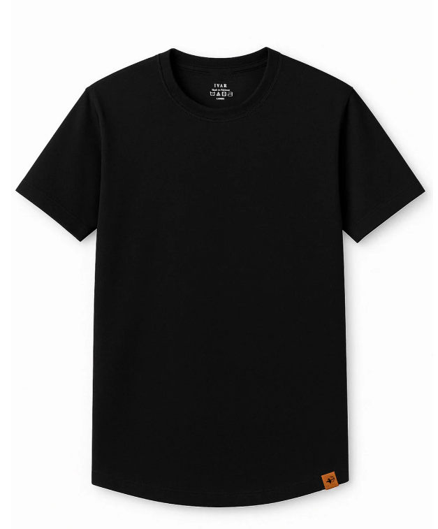 IVAR® Luxeknit Black shirt (Curved Hem design)