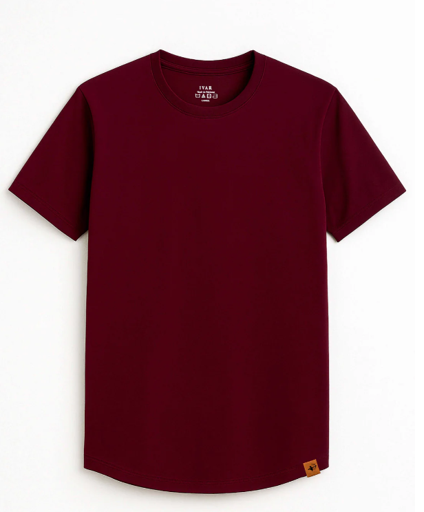 IVAR® Luxeknit Maroon shirt (Curved Hem design)